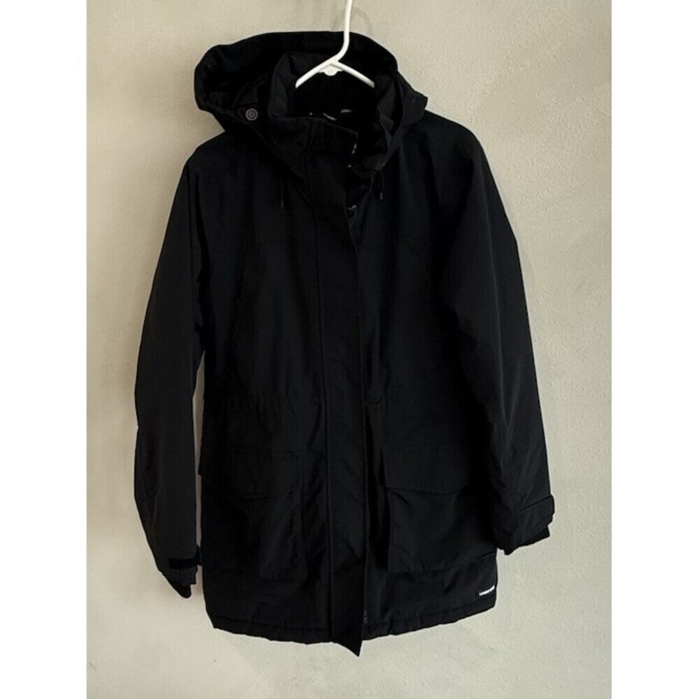 Lands’ End Women’s Black Hooded Winter Coat Jacket M Medium Zip Up Jacket Warm